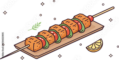 Chicken Tikka vector design, Chicken Tikka logo and icon design, Set of Chicken Tikka vector design