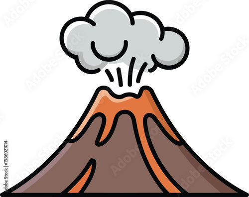 Cartoon Volcano Eruption Illustration With Smoke And Lava Representing Natural Disaster Geology Earth Science Hot Magma And Explosive Nature

