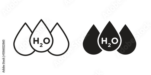 H2o icon. linear style sign for mobile concept and web design.