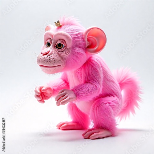 a pink monkey on a white background