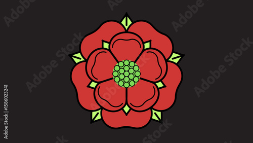 Tudor Rose on Dark symbolic representation of the Tudor rose, a heraldic emblem, stands boldly against a dark backdrop. A visual reminder of heritage and regal themes.