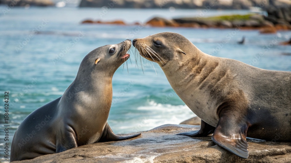 Obraz premium Sea lions, sharp and realistic, Photo