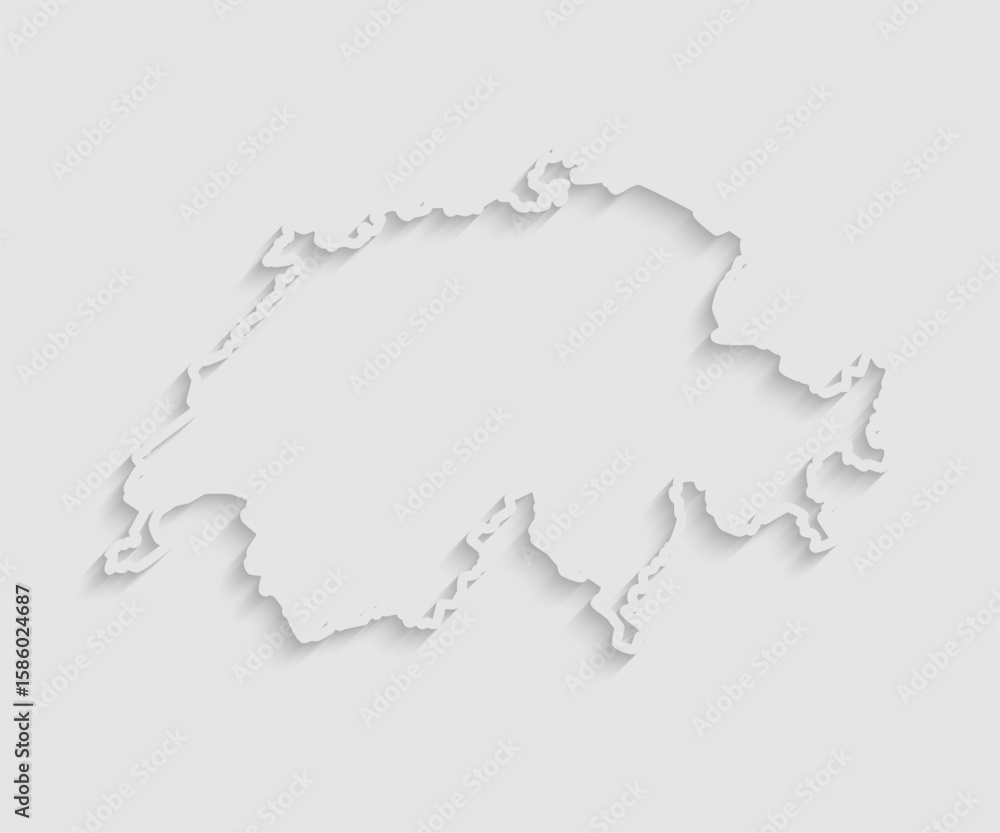 Fototapeta premium Vector map of Switzerland, abstract inner shadow