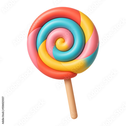 3D illustration of lollipop with swirl with transparent background
