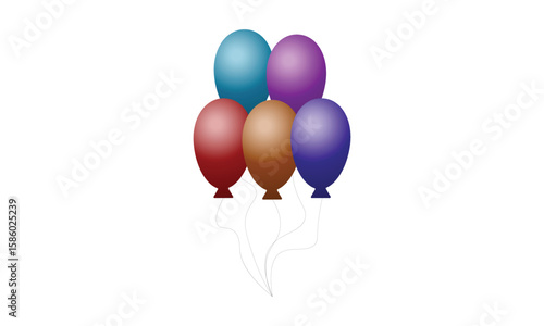 Colorful balloons floating with strings party