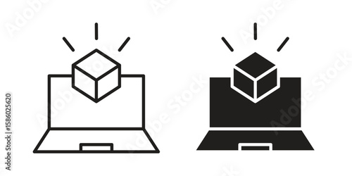 Computer simulation icon. linear style sign for mobile concept and web design.