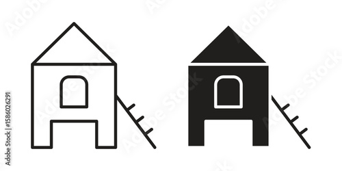 Chicken coop icon. linear style sign for mobile concept and web design.