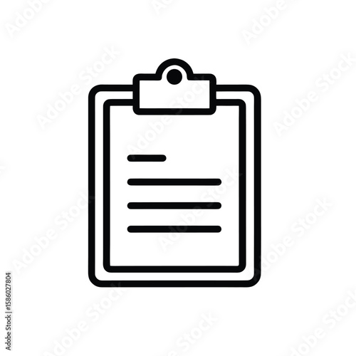 Simple outline clipboard icon on a clean white background for documentation and data entry