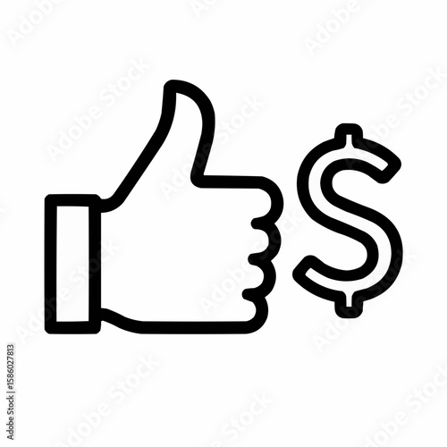Wallpaper Mural Thumbs-up with dollar outline. Paid content creation Torontodigital.ca