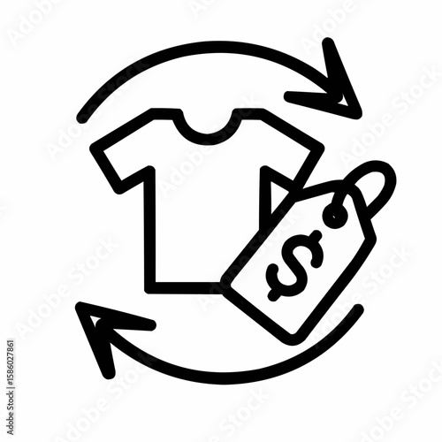 Two arrows exchanging thrift items. Buy low, sell high concept