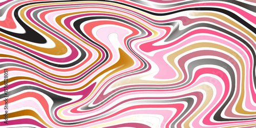 Bold fluorescent lines repeating in rhythmic pulses of color and  dynamic liquid textures Abstract linear distorted pattern. wavy psychedelic texture
