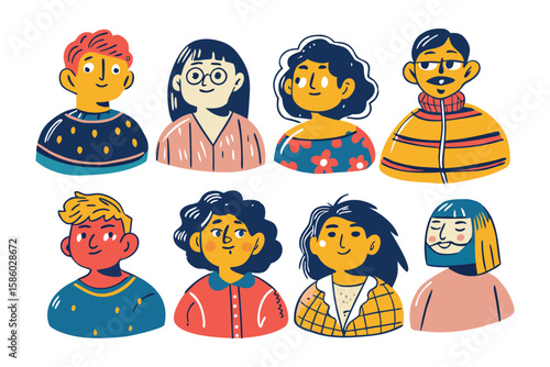 Vibrant Portraits: A collection of diverse character portraits, each embodying unique styles and expressions, ready to infuse your projects with personality and charm. 