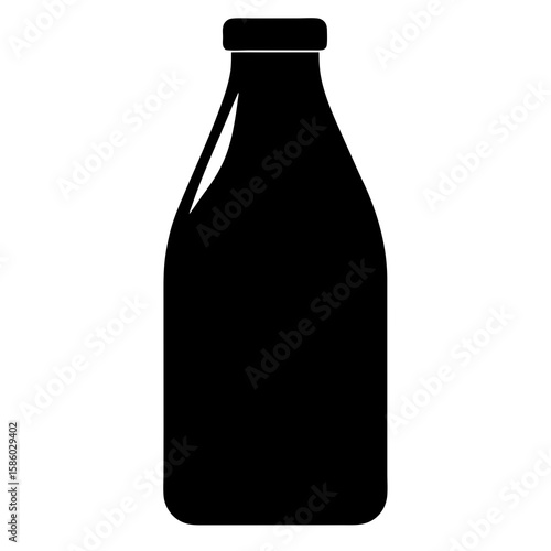 A sleek black vector silhouette showcases milk, offering a versatile graphic element perfect for dairy related designs and nutritional visuals.
