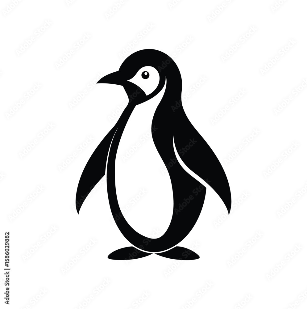Obraz premium Charming penguin silhouette vector icon on a clean white background