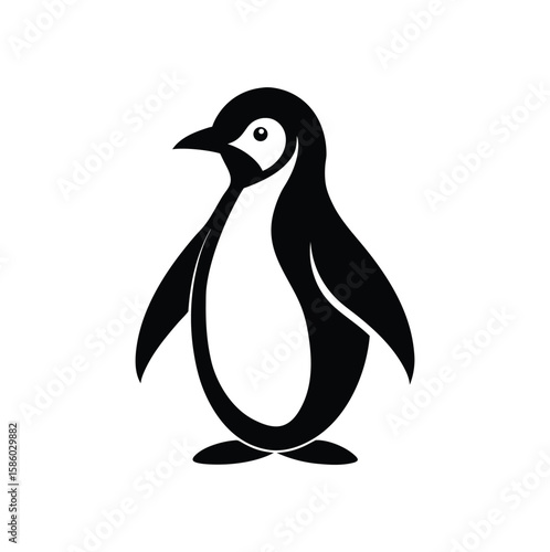 Charming penguin silhouette vector icon on a clean white background