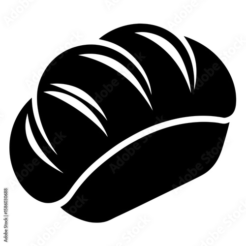 A minimalistic vector illustration showcases a stylish silhouette of bread, perfect for culinary themes and black design elements on websites and menus.