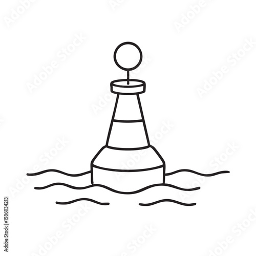 Simple Line Drawing of a Buoy Floating in Water Nautical Navigation Aid Icon