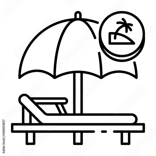 This Sun Lounger icon is suitable for Summer Holiday, etc.