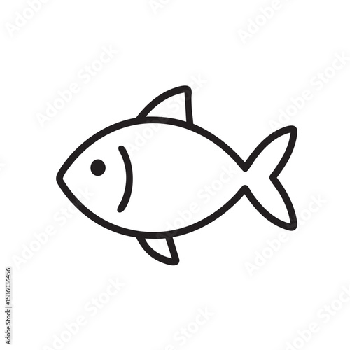 Simple Line Art Illustration of a Fish Swimming in the Ocean or Aquarium Concept