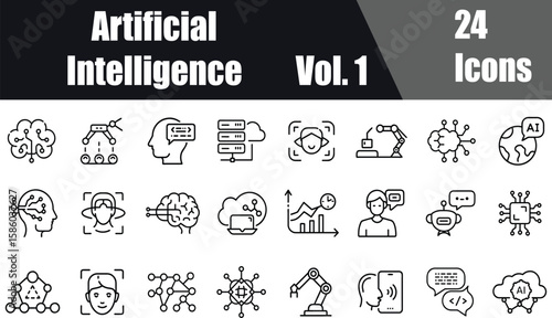 Artificial Intelligence Line Editable Icons Set Vol. 1