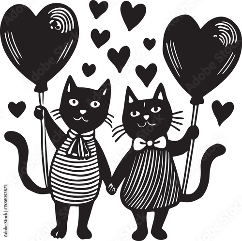 cats and hearts