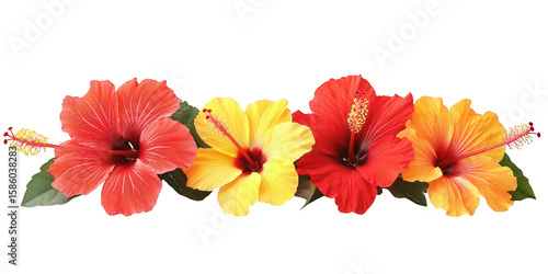 Wallpaper Mural Vibrant hibiscus flowers arrangement isolated on a transparent background Torontodigital.ca