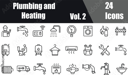 Plumbing and Heating Essentials Line Icon Set Vol. 2