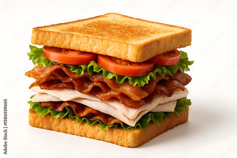 Triple layer club sandwich with bacon and lettuce Triple layer club sandwich with bacon and lettuce