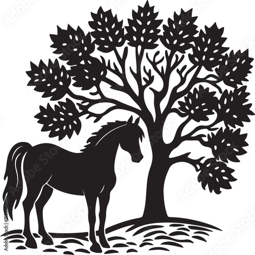 Wallpaper Mural horse and tree Torontodigital.ca