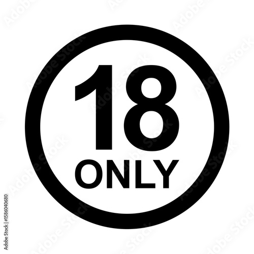 Eighteen Plus Age Restriction Symbol. Vector image