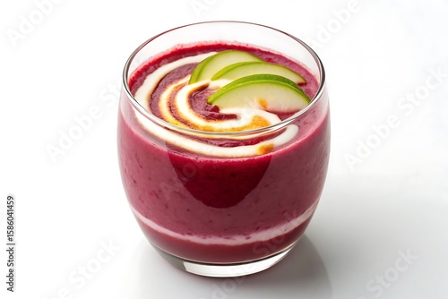 Wallpaper Mural A vibrant red smoothie, garnished with sliced apples and a swirl of cream, is presented in a glass isolated on white background Torontodigital.ca