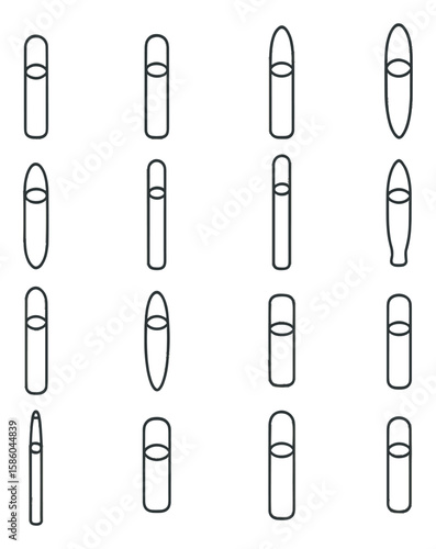 Cigar types and shapes line icons. corona, robusto, torpedo, churchill, perfecto, panatela, lonsdale, belicoso, double corona, figurado