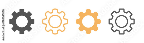 Gears showcase mechanical process and connectivity in this transparent background graphic, Setting icon vector Illustrator editable design.