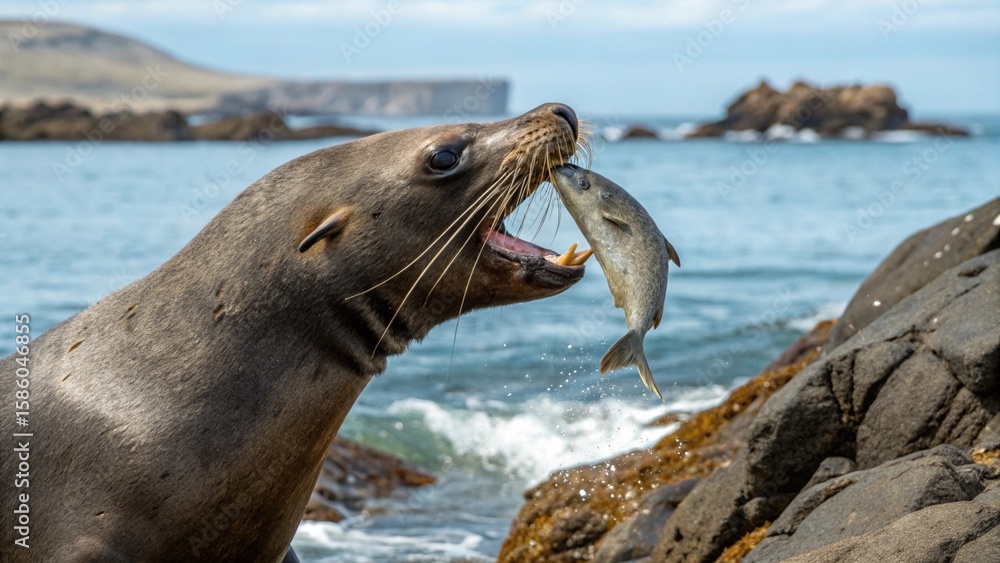 Fototapeta premium Sea lions, sharp and realistic, Photo, Beautiful photos