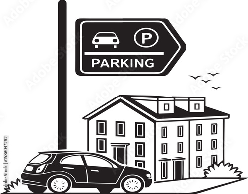 Roadside Parking in Front of Building