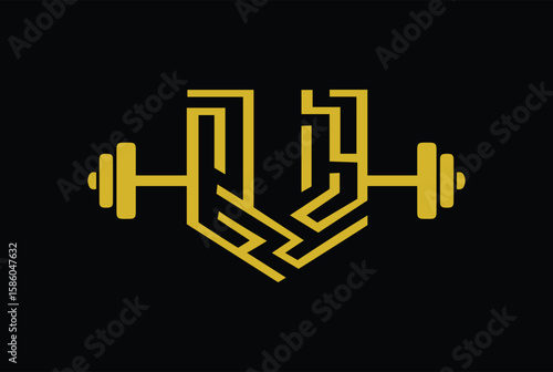 U barbell fitness gym sports vector logo design with letter U