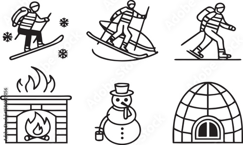 Hot Coffee Winter Icons Vector