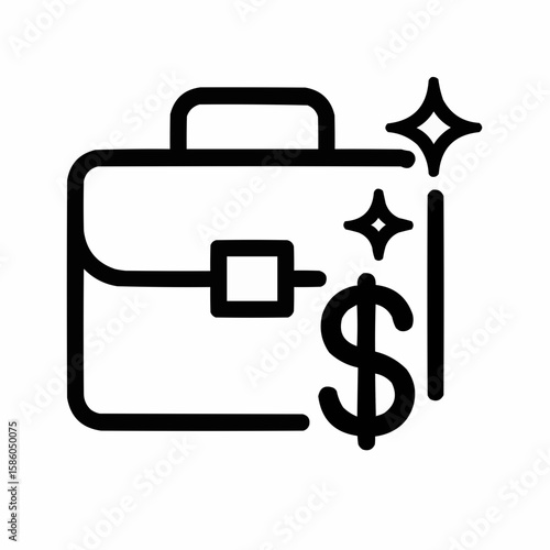 Briefcase with dollar shine. Expertise monetization