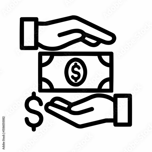 Two hands exchanging dollar bills. Investment hustle
