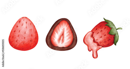 Strawberry Dessert Variations vector illustration
