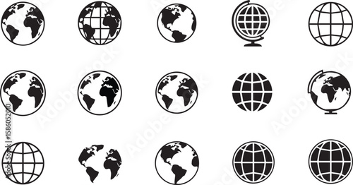Globe Vector Icons | World Map and Earth Illustration Set