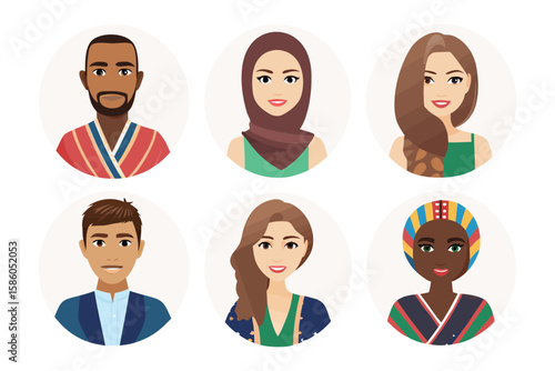 Diversity in Portraits: A collection of illustrated portraits, each representing a unique individual from diverse cultural backgrounds, showcasing a range of expressions and styles. 