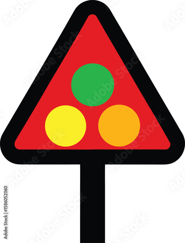 Traffic light ahead symbol for caution and safety