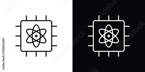 Quantum computing icon For your design, logo. Vector illustration. Editable Stroke.
