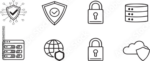 Password Security Line Icons