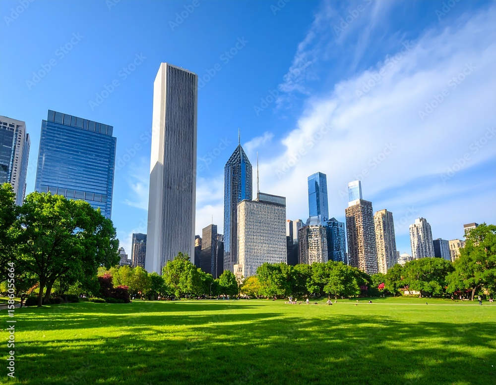 Obraz premium City park skyline on a sunny day