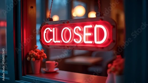 Notify customers stylishly through smooth K neon “CLOSED” sign whose gentle flicker conveys realistic storefront ambience useful cafes pop ups social scheduling