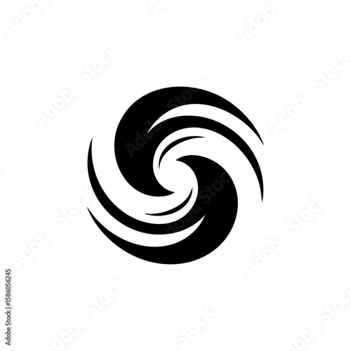 Abstract black swirl logo evoking a hurricane spiral, representing dynamic energy, movement, and power in a minimalist style.
