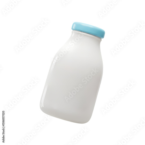 Fresh 3D Rendered Milk Bottle Illustration PNG Isolated on Transparent Background