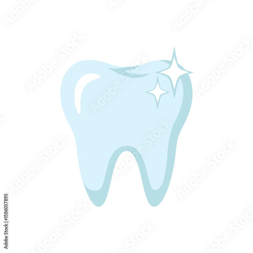 Sparkling clean tooth, healthy and bright, dental hygiene icon.